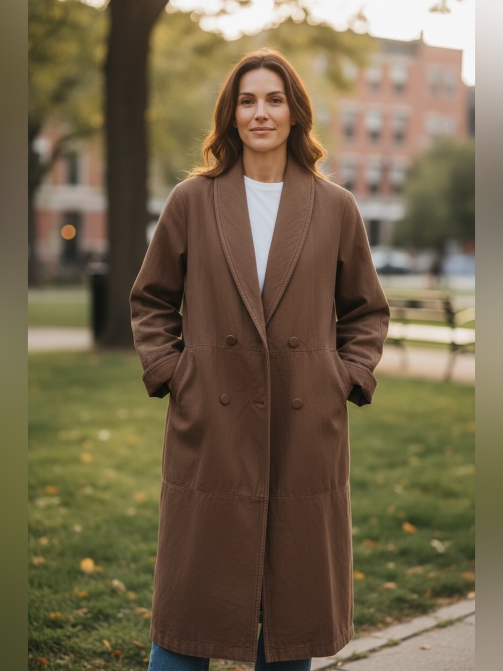 Pelle Studio Brown Leather Trench Coat Size L